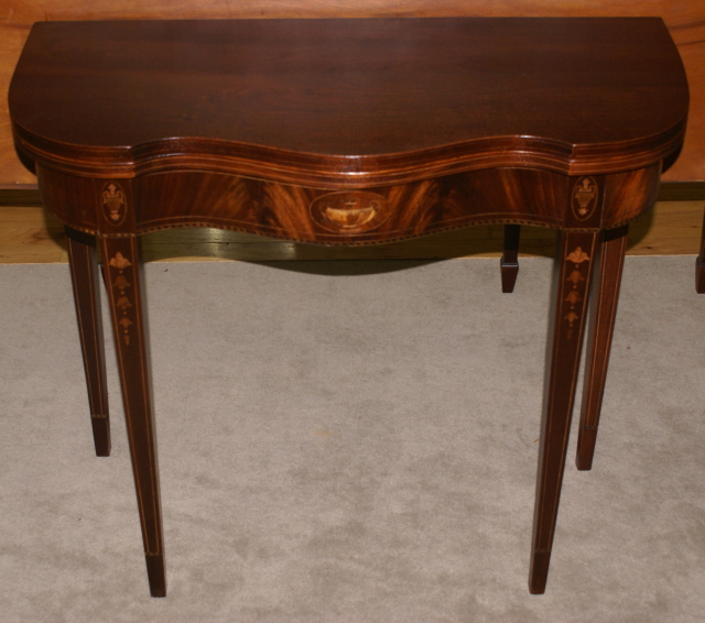 Mahogany urn inlaid antique flip top game table